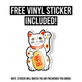 Lucky Cat Air Freshener + Vinyl Decal