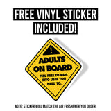Adults on Board Air Freshener + Vinyl Decal