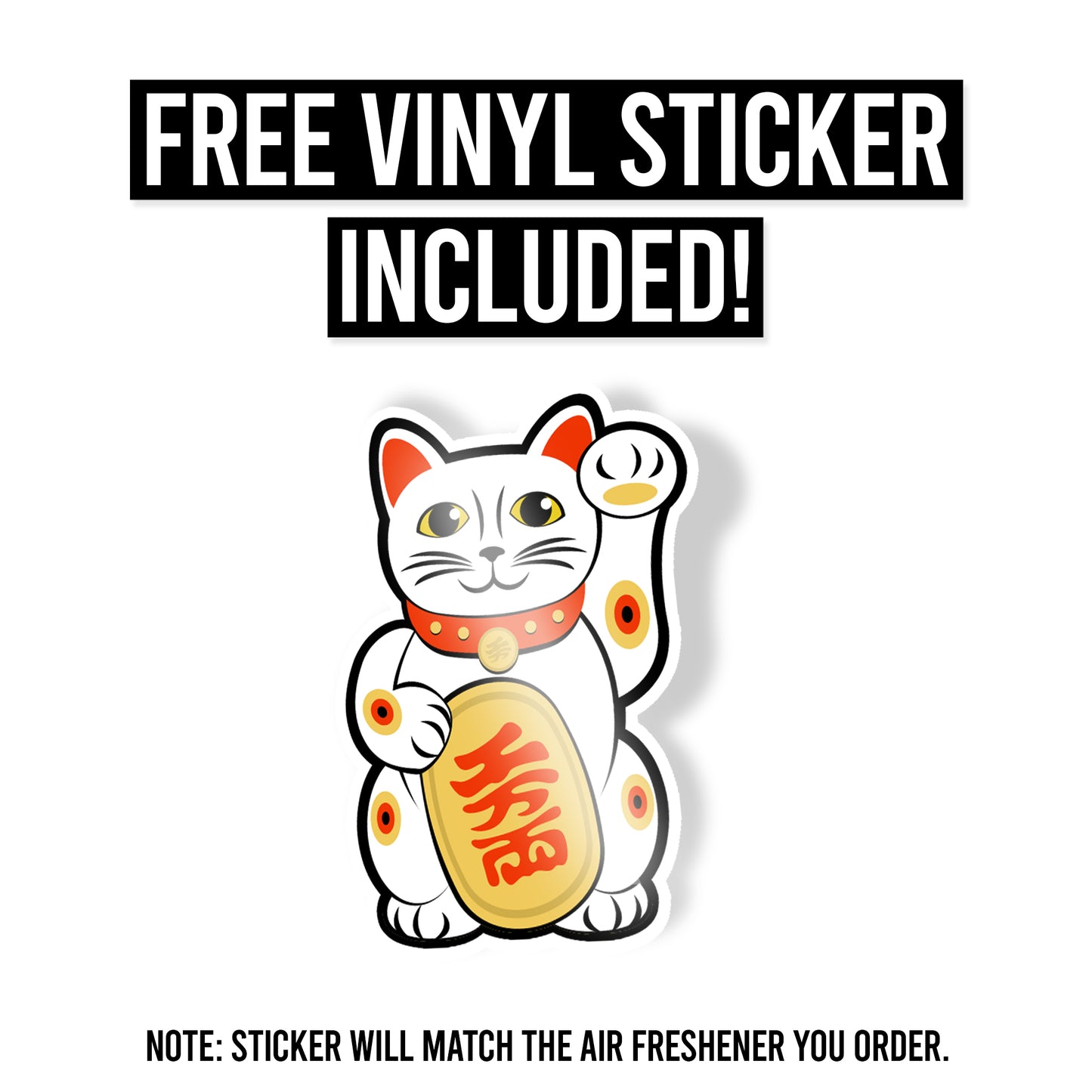 Lucky Cat Air Freshener + Vinyl Decal